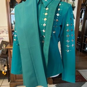 Hobby Horse Teal Western Outfit with Silver Accents